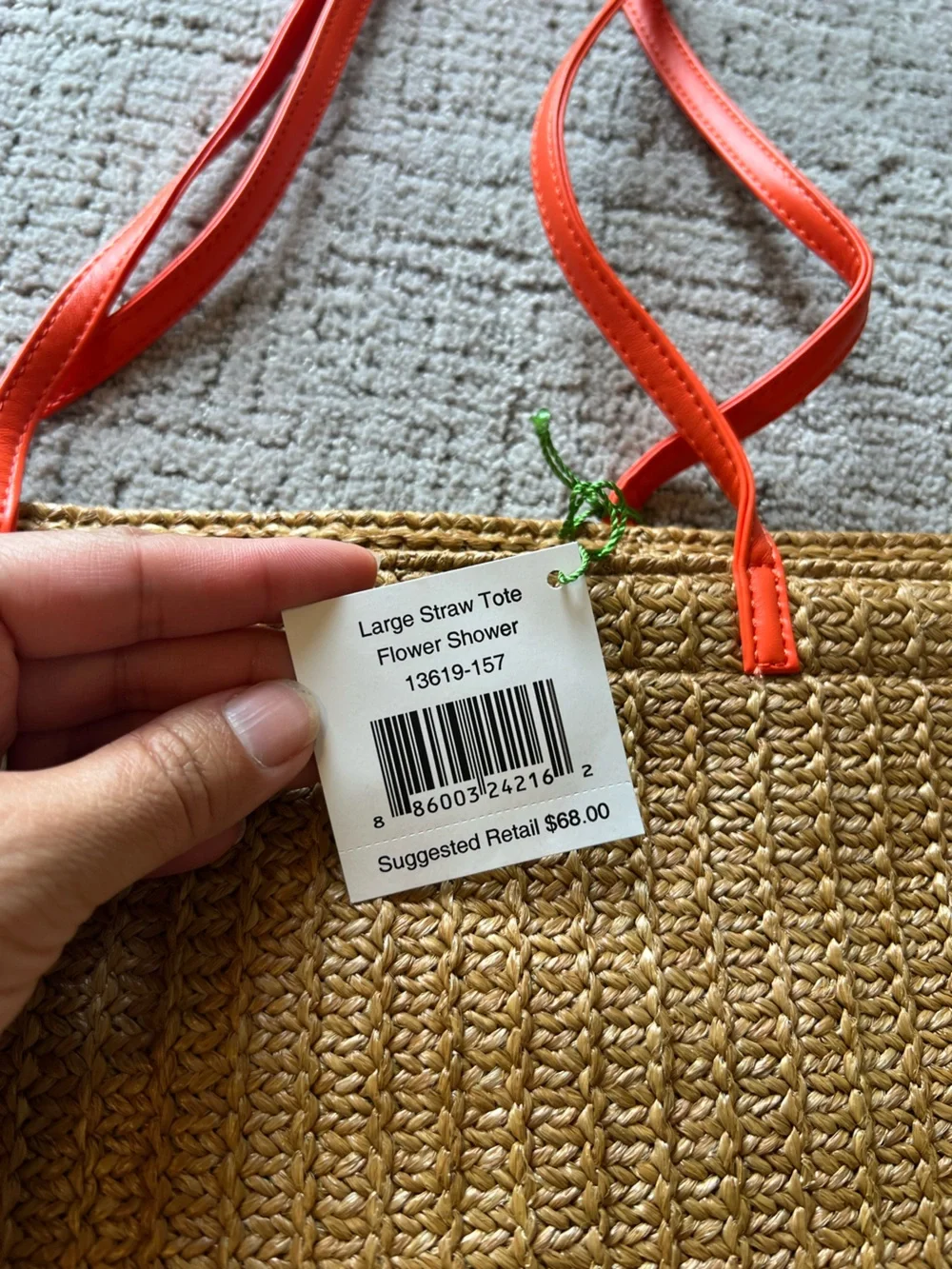 Vera Bradley Large Straw Bird Tote, Flower Shower